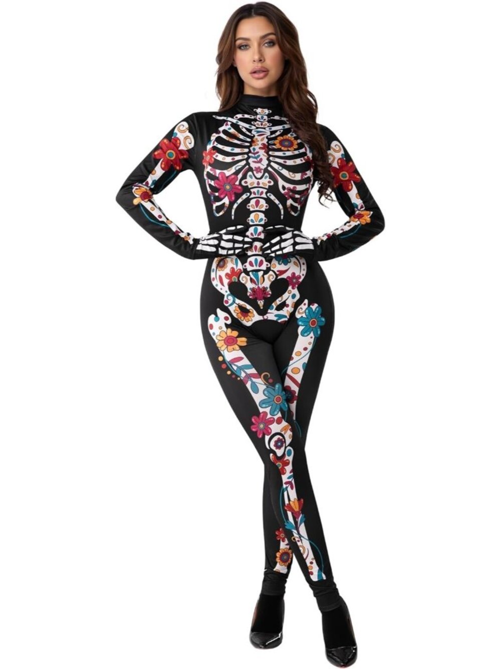 Spooktacular Creations Floral Skeleton Jumpsuit Halloween Costume Day of Dead SM